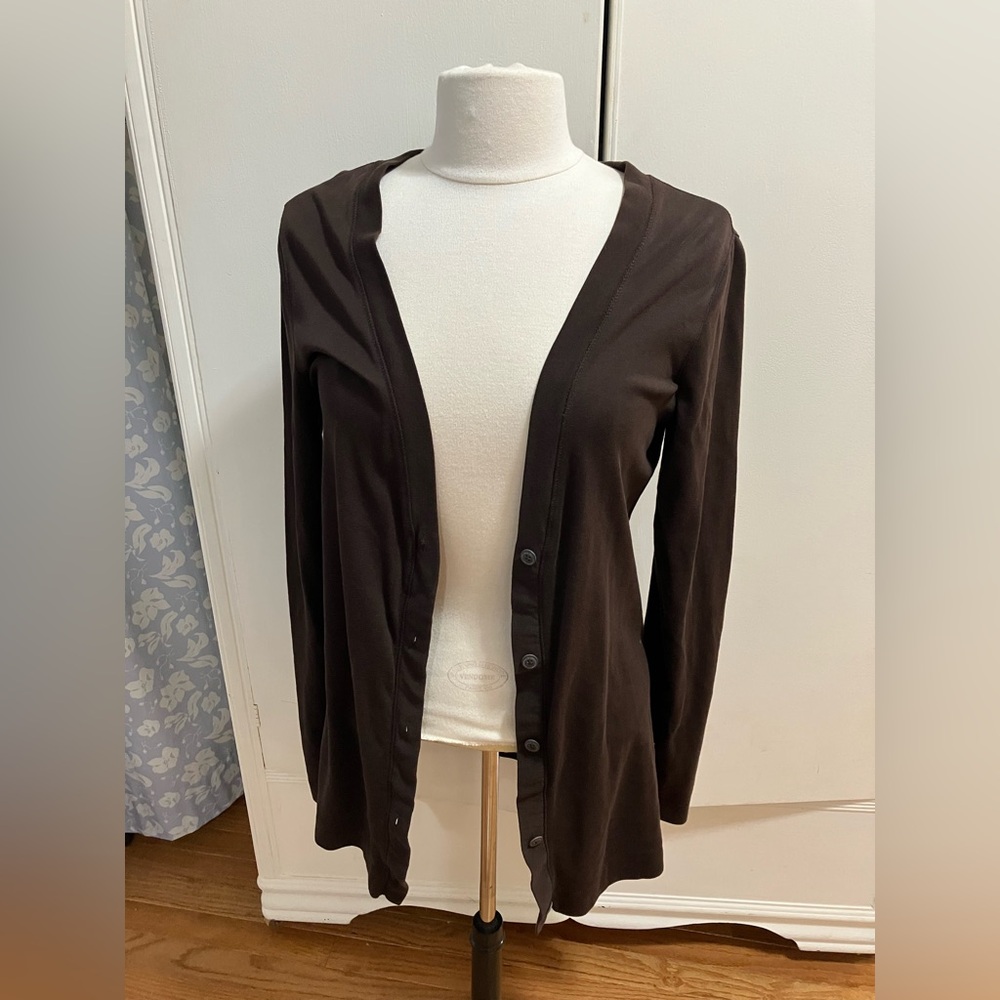 Eddie Bauer 100% Cotton Button Cardigan | Women’s Tall Medium | Warm Brown